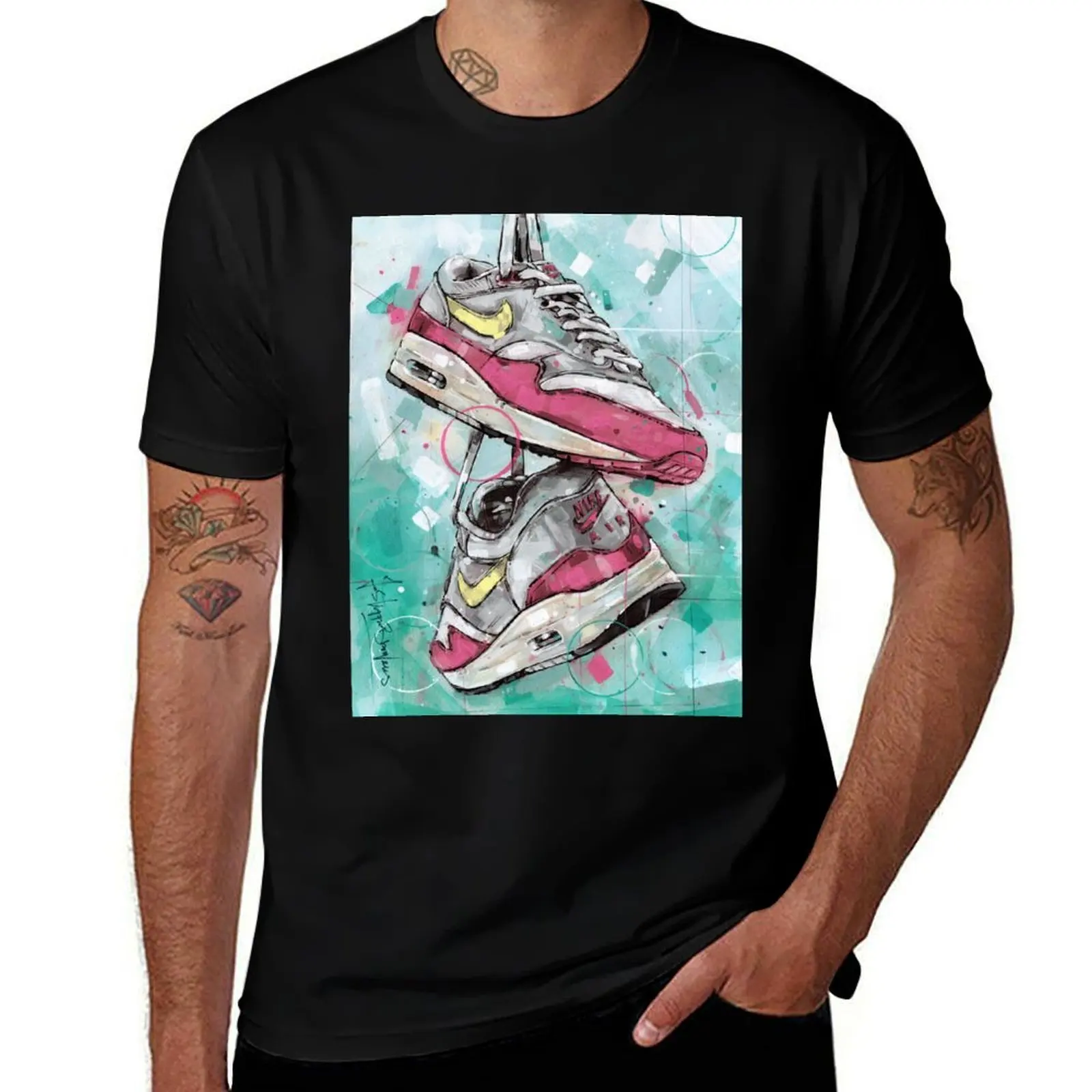 

AirMax1 Pink sneakers hanging painting T-Shirt boys animal print oversizeds custom t-shirts tees heavy weight t shirts for men