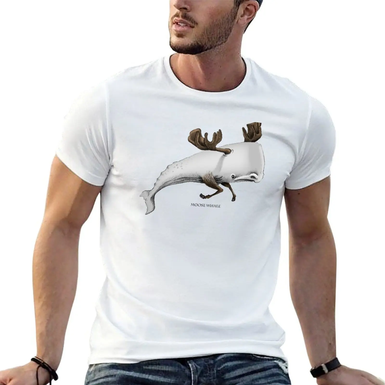 

Moose Whale T-Shirt t shirt custom print t shirts for man cotton T-Shirt