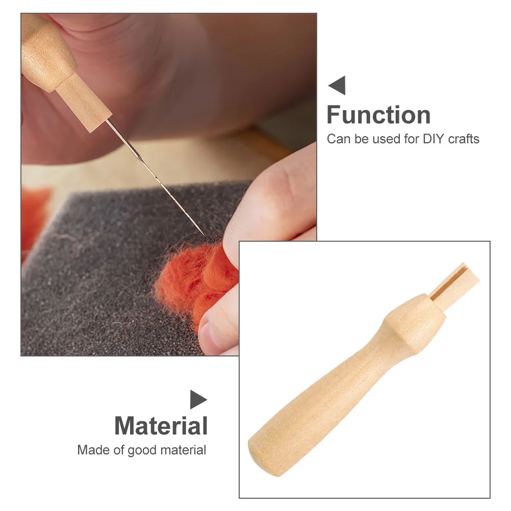 16 Pcs Poking Fun Tool for Felting Making Craft Wool Handle Kit Needle Wooden Handles Multifunction Tools Replacement