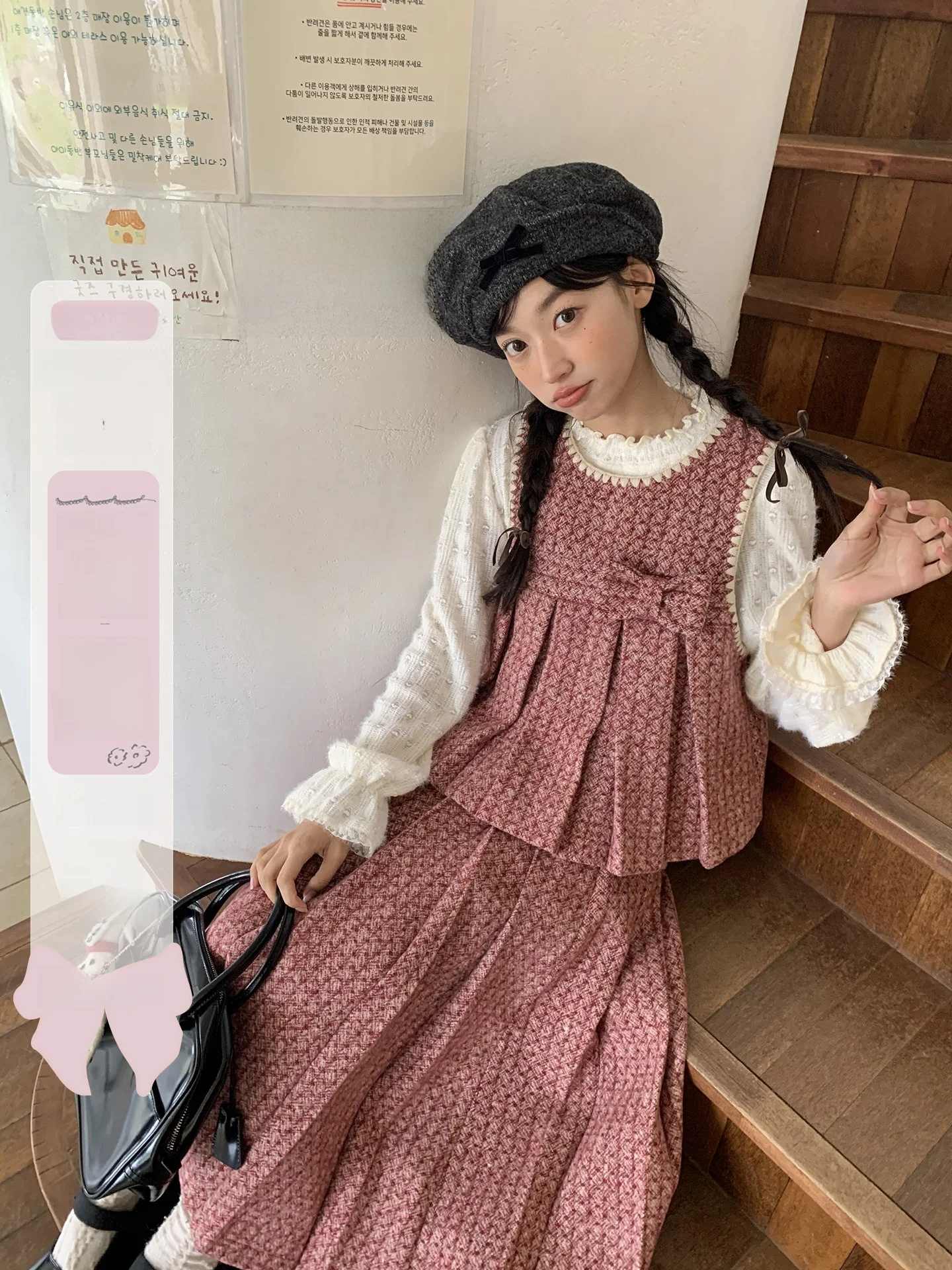 

Осенне-зимний новый комплект в стиле французского шика: женский жилет и юбка с плиссировкой, модный повседневный свободный крой для взрослых