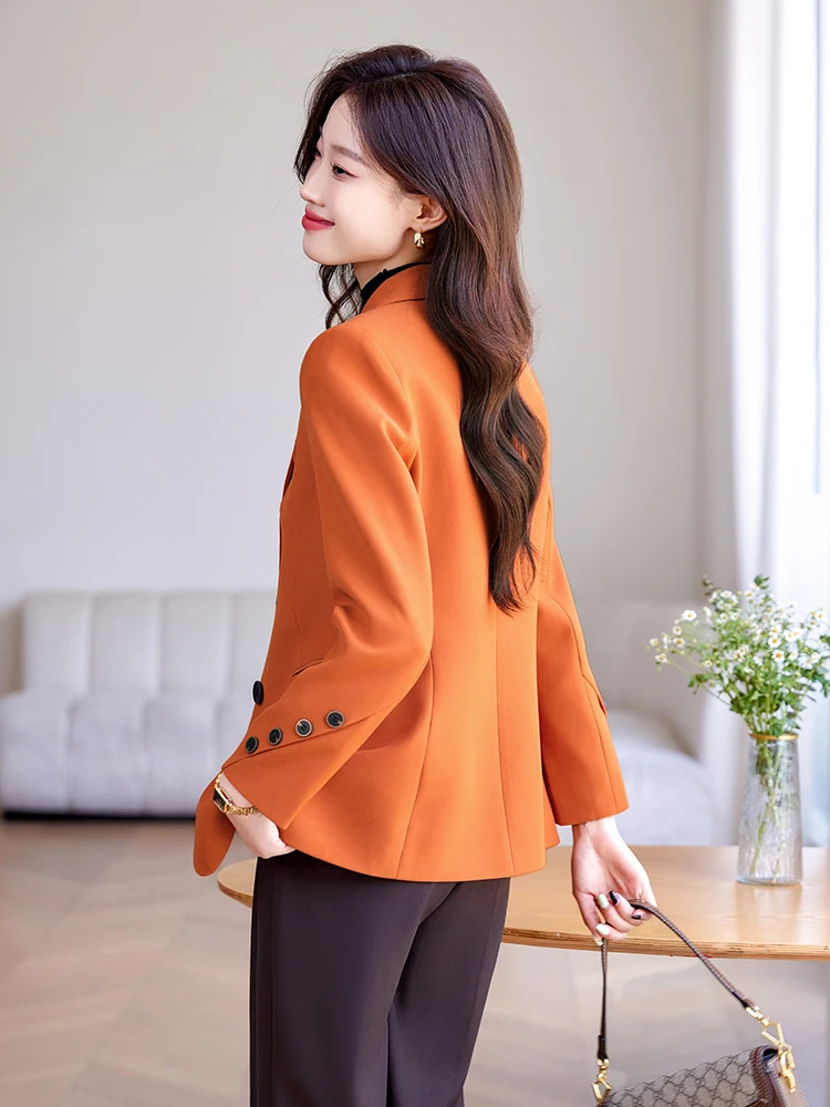AIyssa-Veste de costume slim à manches longues, orange, haute qualité, nouvelle mode, automne et hiver, 2025