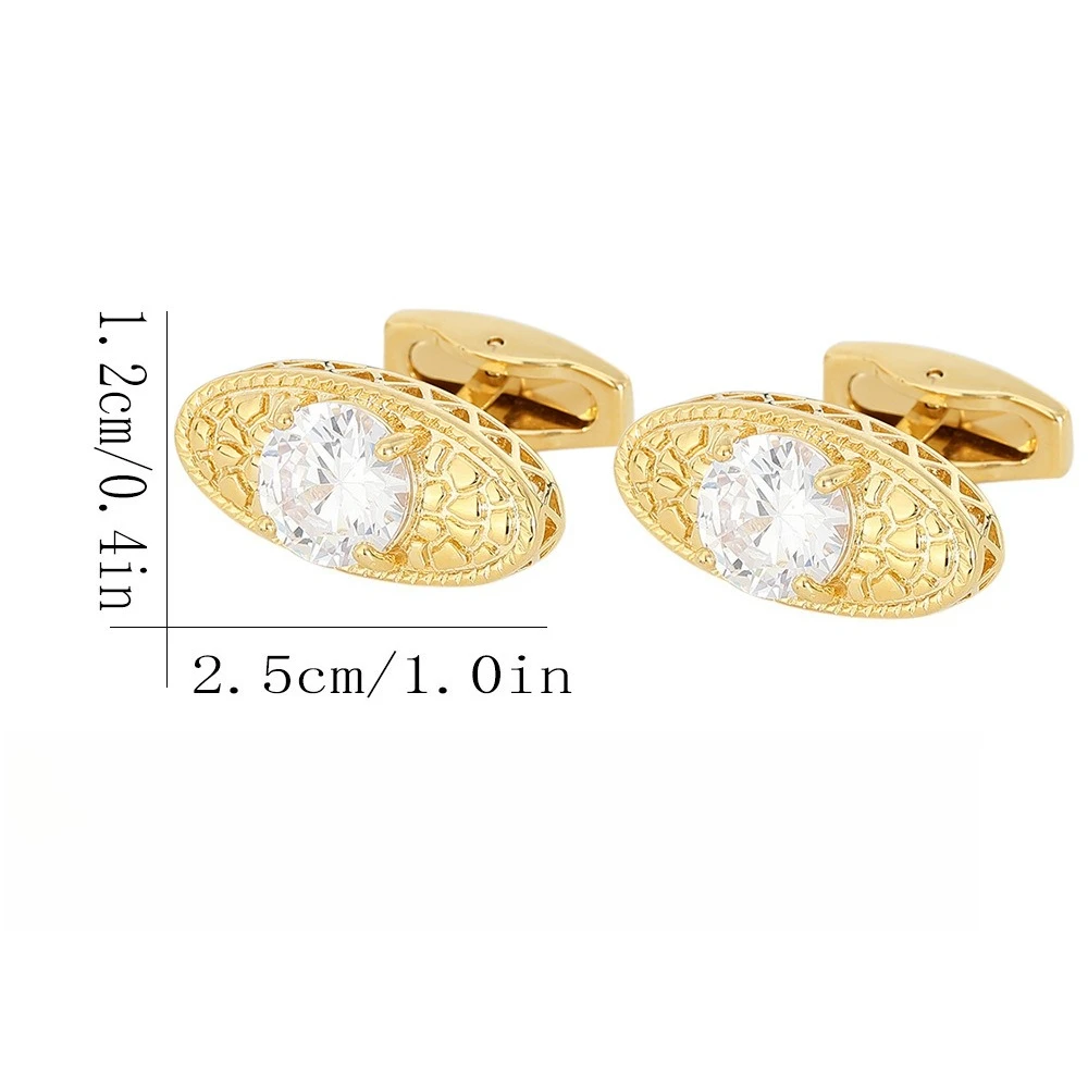 Luxurious Gold Diamond Patterned Cufflinks Men's Formal Business Cufflinks Retro Hollowed Out Design for Light Accessories