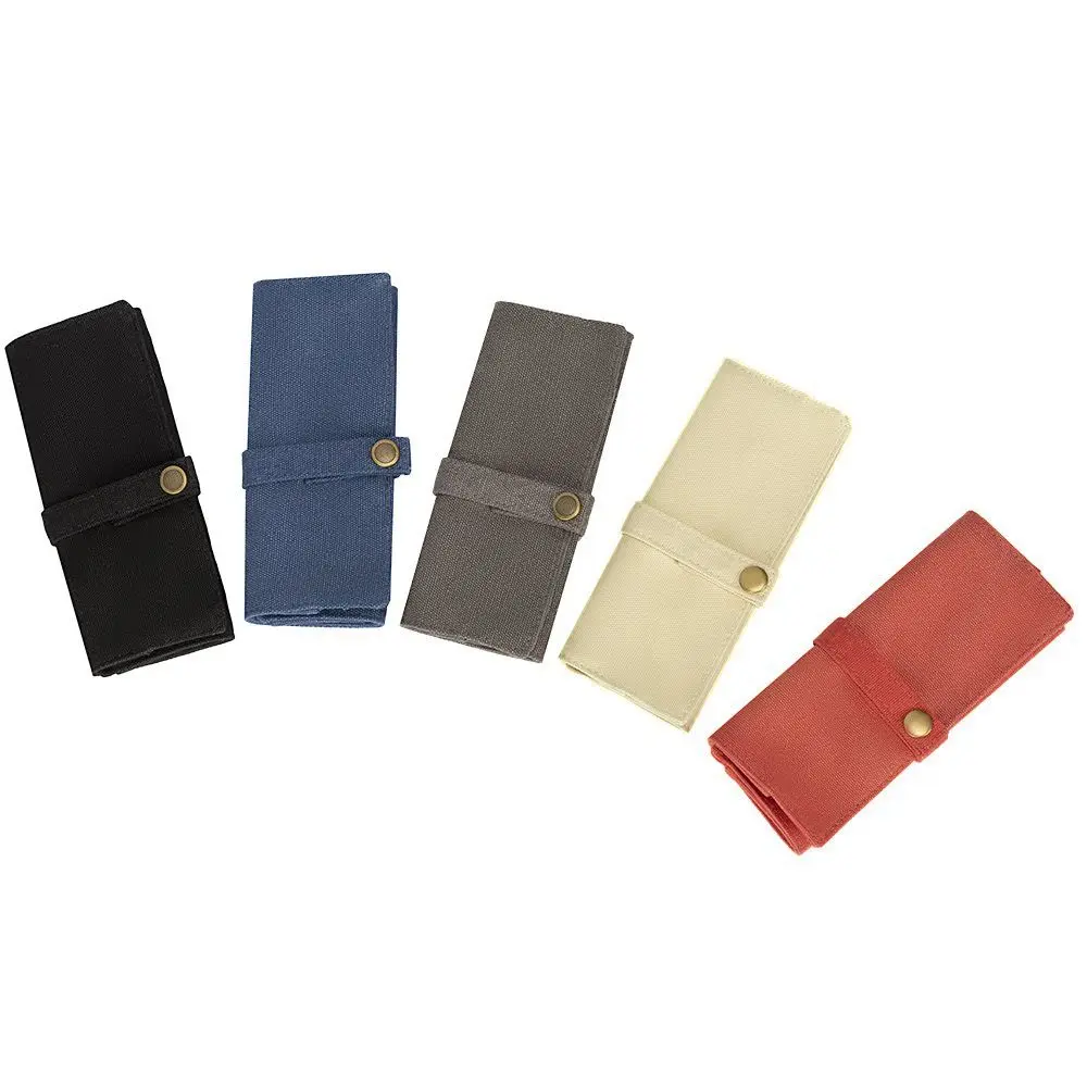 Portable 5 Slot Bracelets Packing Canvas Waterproof Watch Roll Bag Watch Strap Storage Bag Watch Roll Case Necklace Storage Bag