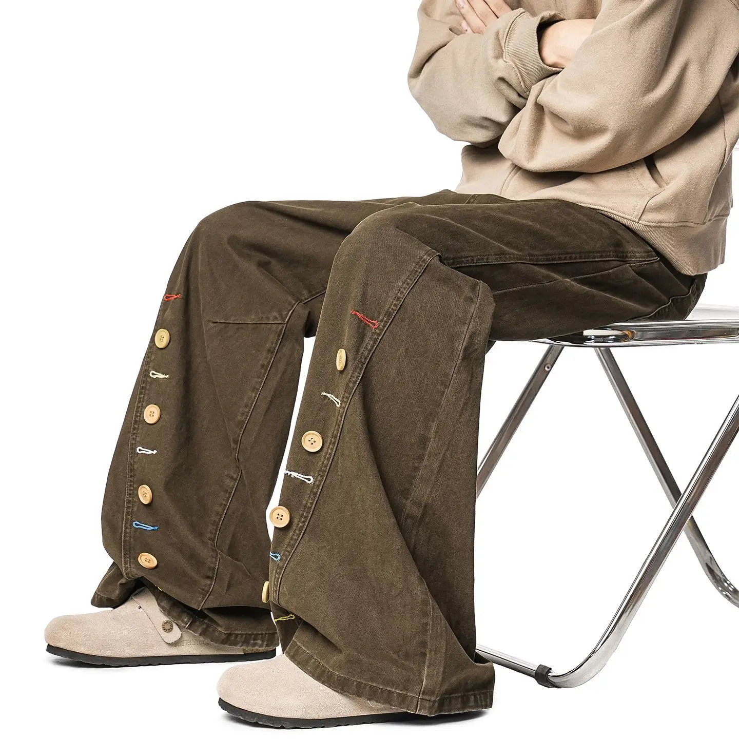 

Button Scimitar Pants Men's New Loose Sports Casual Pants