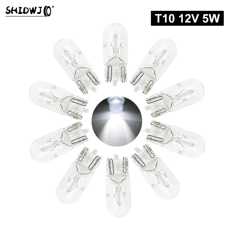 New 10pcs/set Car T10 Halogen W5W 12v Auto Lamp Bulbs Instrument Light Reading Lights Clearance Lamp Accessories