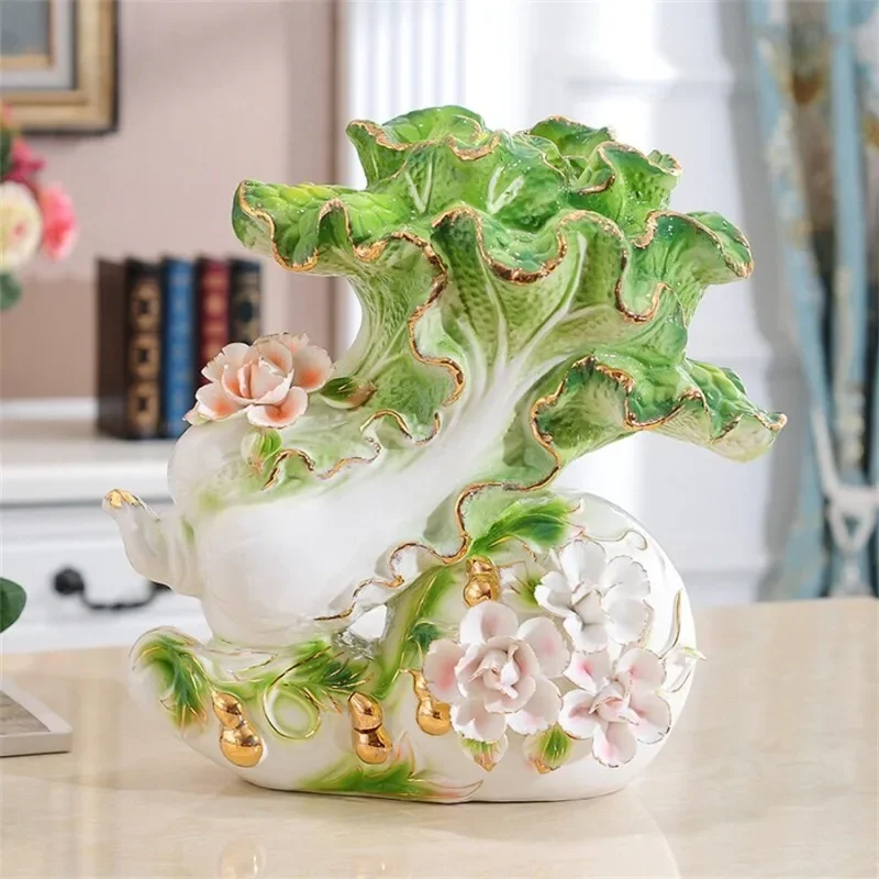 Ceramic Cabbage Ornament Entrance Hall Home Decoration Living Room Craft Creative TV Cabinet Decor Business Gift