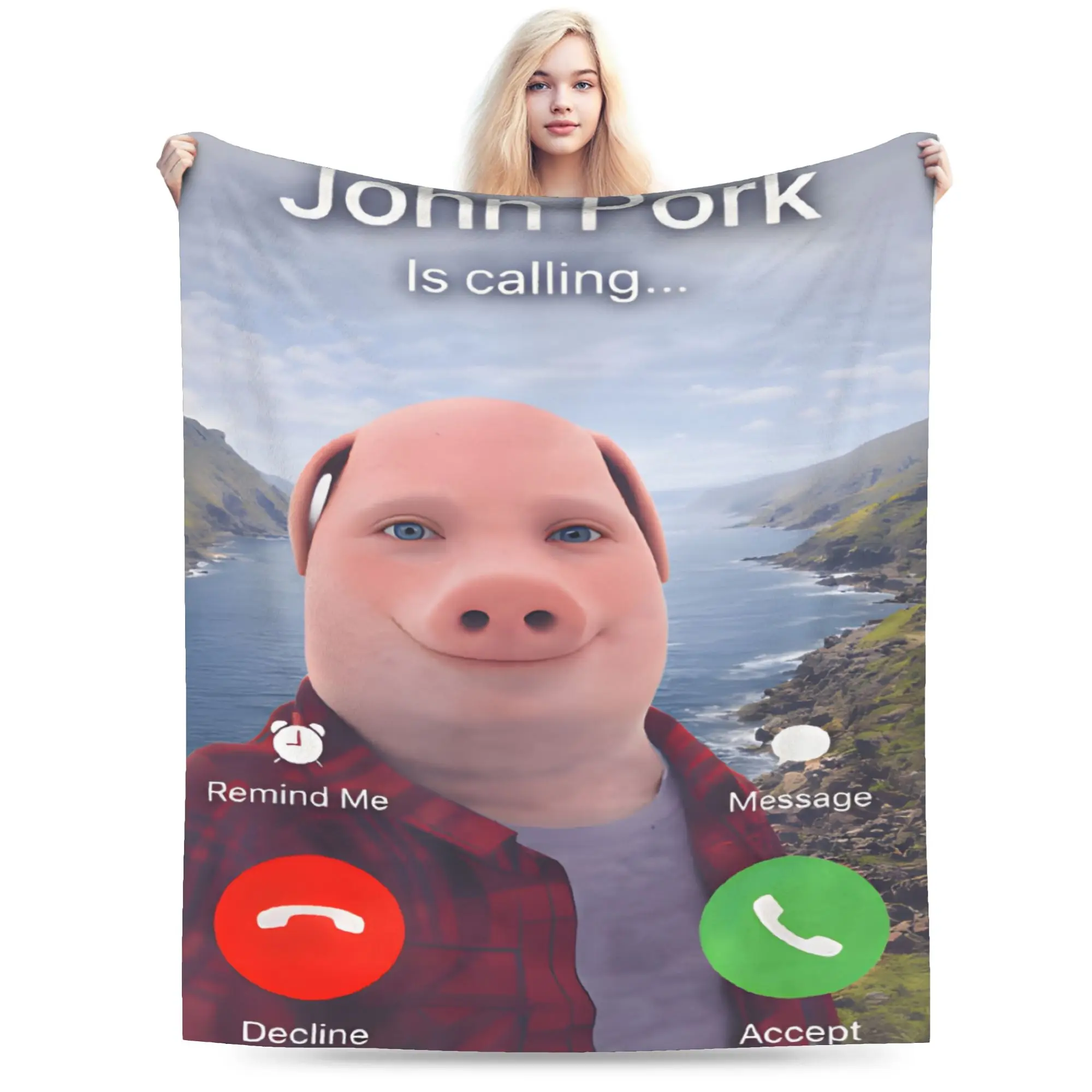 Super Soft Blanket Plane Travel John Pork is Calling Bedding Throws Trend  Bedspread For Couch Bed
