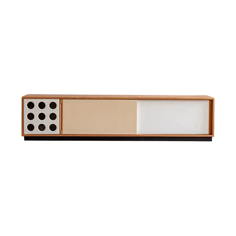 

Nordic simple modern solid wood TV cabinet floor-to-ceiling living room retro small apartment storage home locker TV