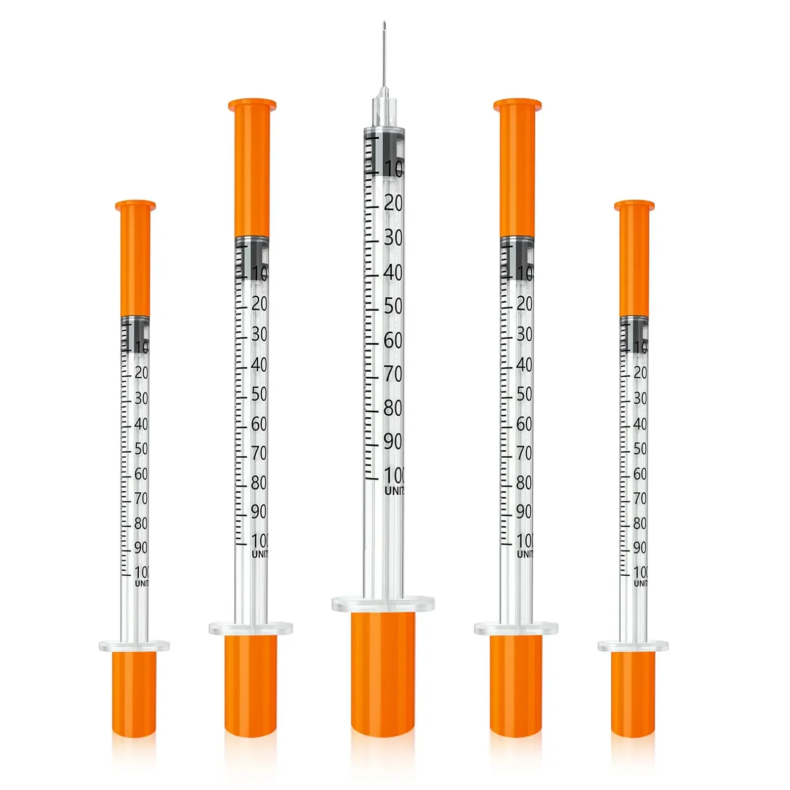 Disposable Safety Sterile Insulin Syringe Orange Cap, Plastic Liquid Dispenser Pet
