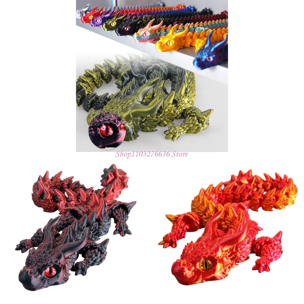 

R6FD Metallic Dragon Fidgets Toy Flexible Stress Relief Figurine for Kids and Adults Portable Articulated Design