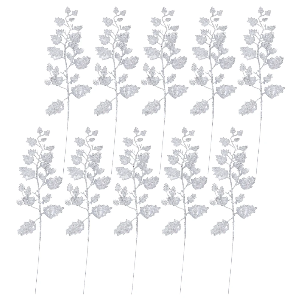 

Simulated Leaves Xmas Leaf Decor Christmas Garland Accessory Glitter Simulation Festival Decorative Prop Adornment