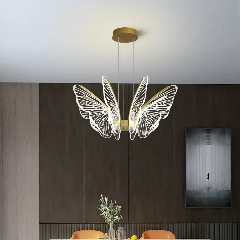 2024 borboleta lustre moderno e minimalista criativo sala de jantar quarto das crianças led lâmpadas inteligentes lâmpada decorativa