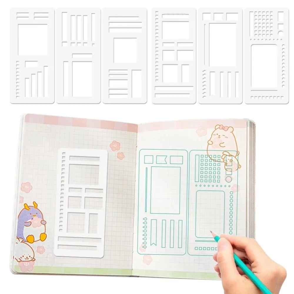 3pcs Durable Dot Grid Design Handmade Flexible Record Template DIY Scrapbook Journal Rectangle Stencil Ruler Set Stencil Ruler