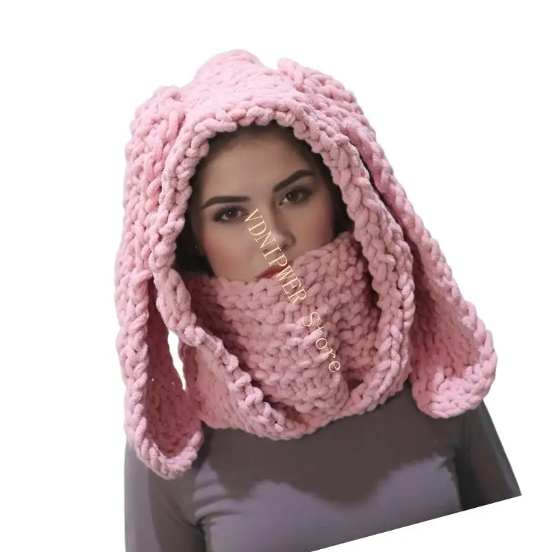 

Winter Earmuffs Scarf Hat Knitted Balaclava for Women Girl Full Head Coverage Headgear Outdoor Cold Weather Essential D08E