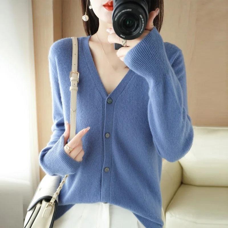 Spring Autumn 2023 Women's Knitted Short Sleeveless V-neck Cardigan Slimming Versatile Shoulder-length Outerwear Thin Sweater