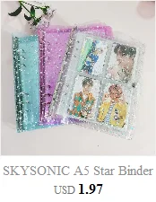 SKYSONIC Neue Ankunft A5 Zipper Binder Sammeln Buch Glitter Cover Organizer Journal Notebook Kugel Transparent PVC Fotoalbum – Detail 9