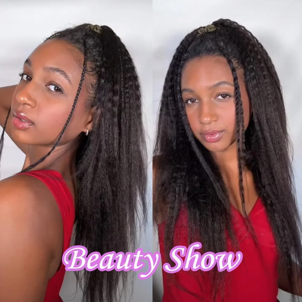 Kinky Straight Feather Crochet 100% Human Hair Extension Pre Separated Knotless Crochet Hair Bundles For Reusable Boho Braids image 6