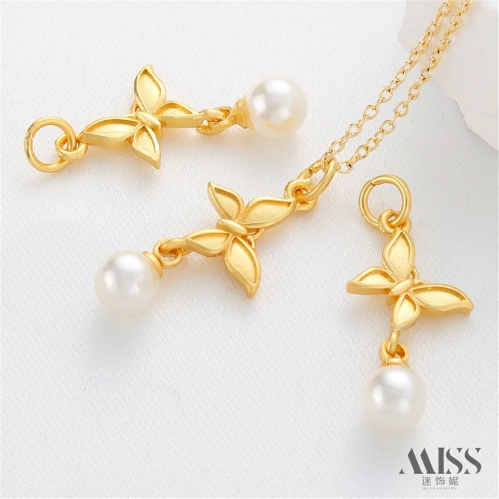 

18K Gold Clad Matte Gold Antique Gold Butterfly Pendant Diy Handmade Pearl Necklace Bracelet Pendant Jewelry Accessories