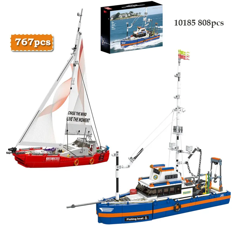 

Современная модель парусной лодки, строительные блоки, морская парусная лодка/рыбацкая лодка, коллекционные игрушки для мальчиков, собранные MOC, кирпичи, игрушки, подарки для взрослых