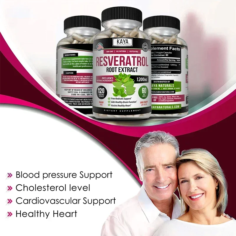 Resveratrol Anti-aging Supplement - Natural Antioxidant That Helps Overall Health, Heart Health and Metabolism