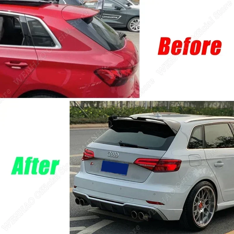 For Audi A3 S3 8V TFSI TDI S-Line 2013-2020 For Oettinger Style Gloss Black Car Rear Trunk Roof Spoiler Wing Body Kits Tuning