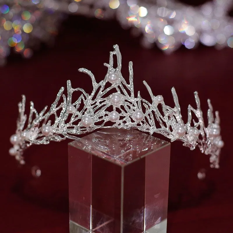 DIEZI Princess Silver Color White Crystal Tiara Crown Women Girls Birthday Party Dress Tiara Elegant Queen Bridal Accessories