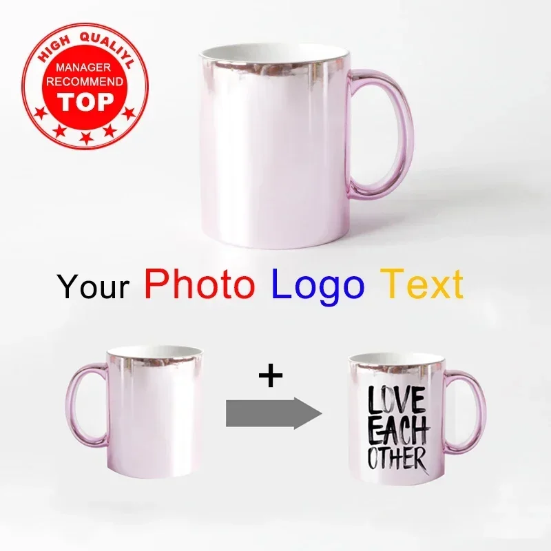 Customized Mug with Photo Text Logo, Personalized Coffee Cup, Exquisite Gift for Family, DIY Print, Text, Family, Exquisite