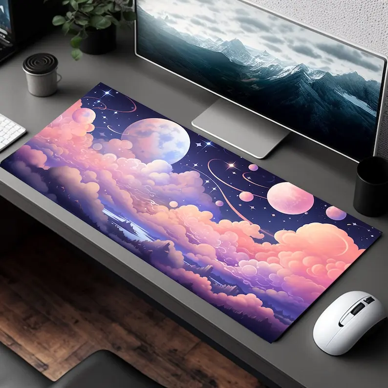 Kawaii Sky Mouse Pad, Anime Mousepad,900*400mm Gamer Desk Mat, Aesthetic Desk Pad,Cute Desk Accessory for Trendy Workspace Decor