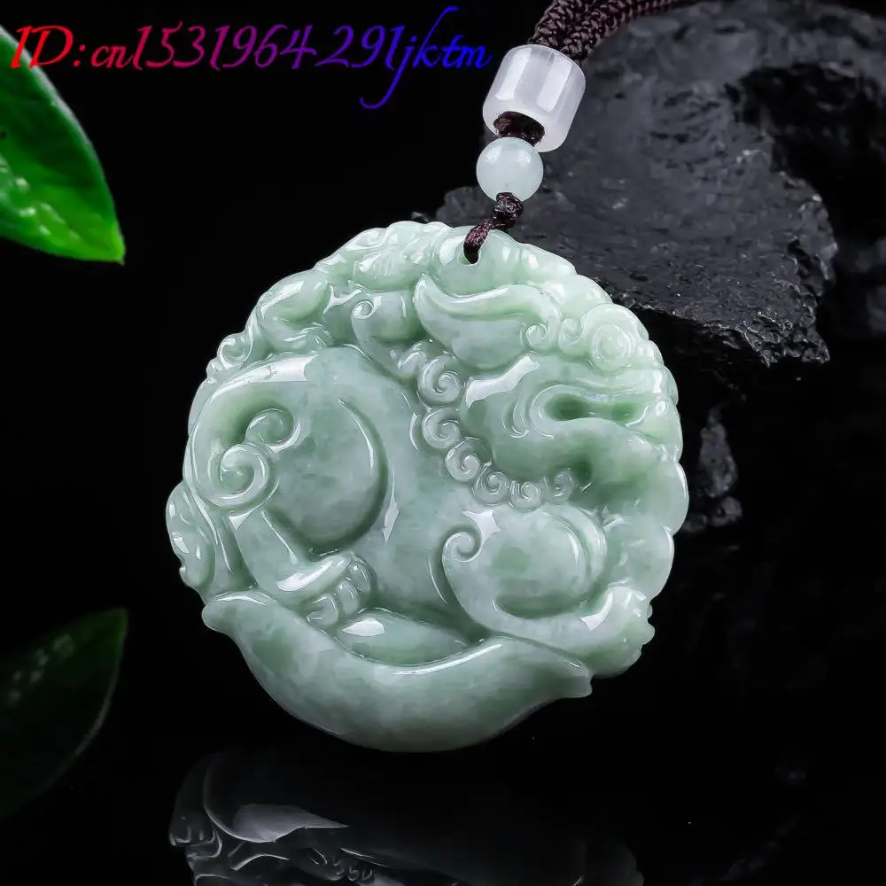 Natural Myanmar Jadeite Pixiu Pendant Necklace Carved Amulet Fashion Real Jade Talismans Accessories Designer Gifts for Women