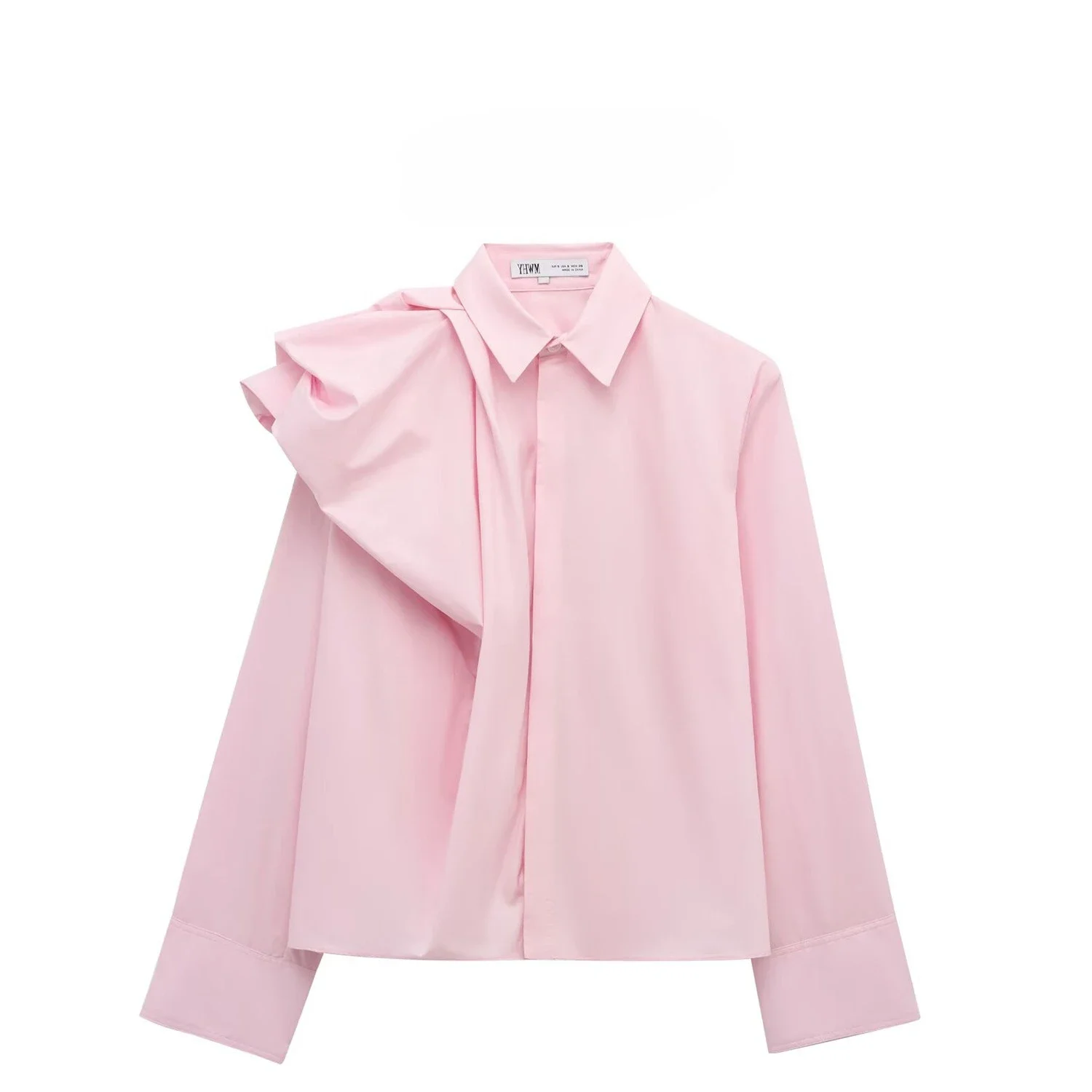 

Осенняя новая универсальная однотонная женская повседневная рубашка, модные нерегулярные женские топы с длинными рукавами