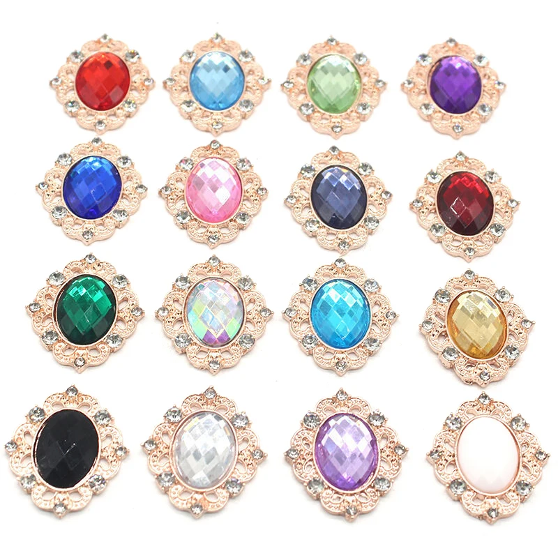 

26*31MM Metal Alloy Flat Buttons For Sewing Button For Hair DIY Accessories Wedding Decorative