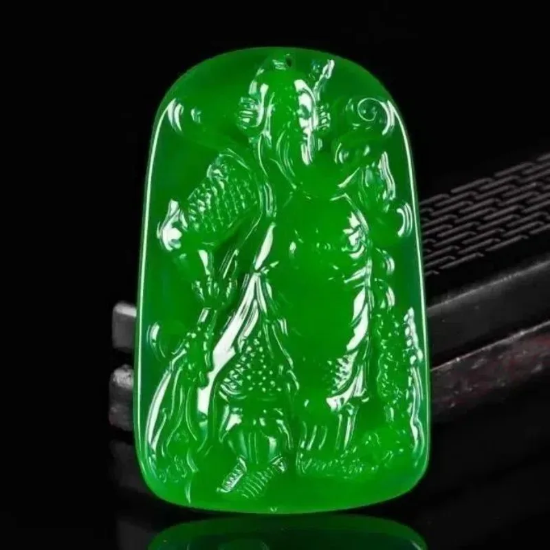 

Natural Agate Green Chalcedony Guan Gong Pendant Exquisite Pendant Jewelry