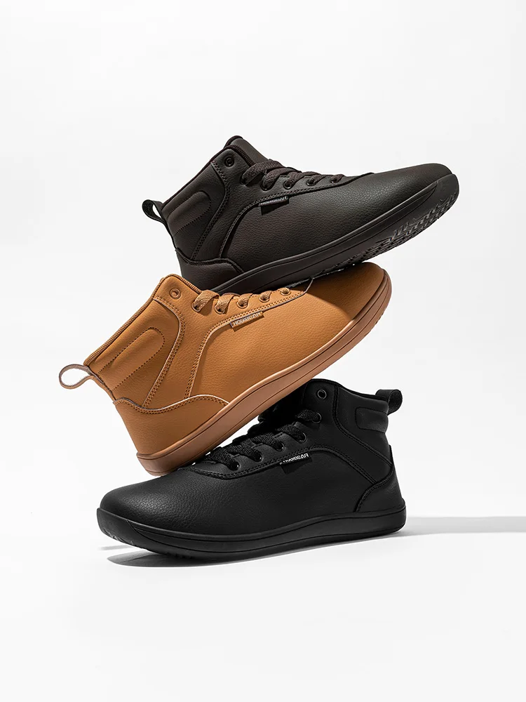 أحذية HOBIBEAR حافي القدمين متوسطة الارتفاع للجنسين ذات مقدمة واسعة من الجلد الصناعي بأربطة للمشي في الهواء الطلق #6