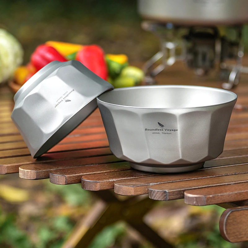 

Pure Titanium Double-Layer Bowl 500ml/800ml, Ultra Lightweight Outdoor Camping, Picnic And Travel Tableware,A1583