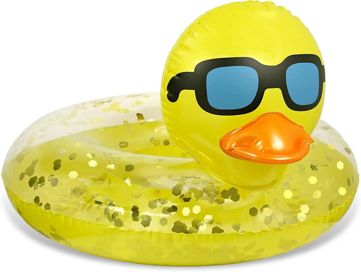 

Inflatable Duck Pool Float Tube- Heavy Duty Vinyl UV Resistant Confetti Pool Duck Floatie Animal Pool Float Swim Ring Pool Infla