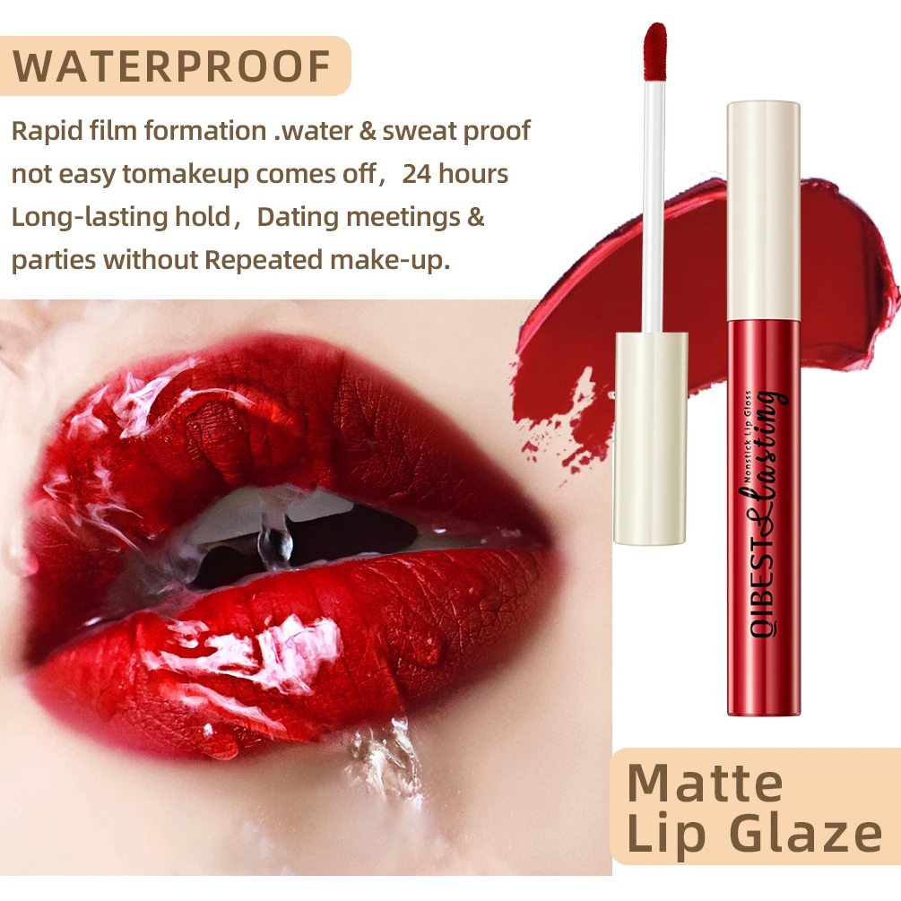 Matte Velvet Lip Gloss Lipstick Glossy Nude Sexy Red Lip Tint 24 Colors Waterproof Long Lasting Women Fashion Lips Makeup 1PC