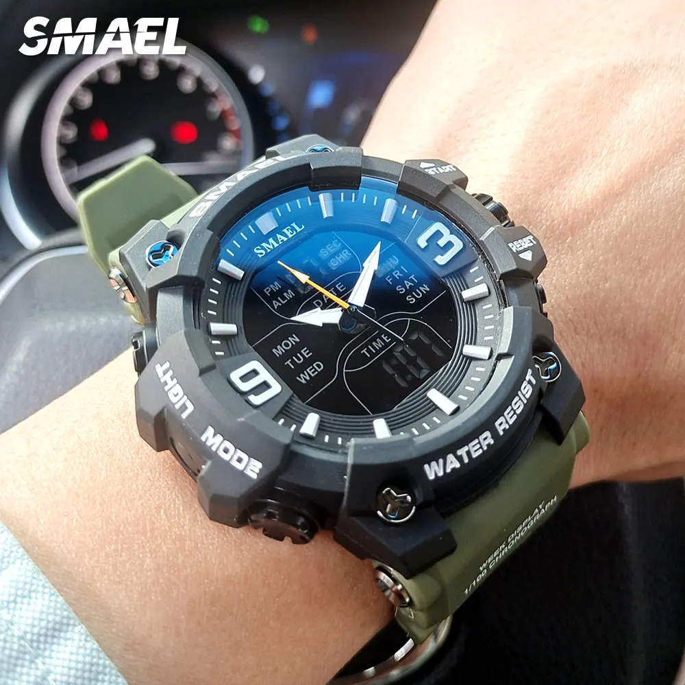 

SMAEL Digital Watch for Men Fashion Sport Chronograph Quartz Watches Dual Display Electronic Wristwatch with Auto Date Alarm