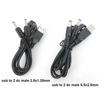 5V USB 2.0 Male A to 2 way DC 3.5mm x 1.35mm 5.5x2.5mm male splitter Connector Plug power supply charger converter Cord Cable t1