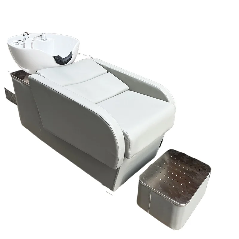 

Shampoo bed Barber shop half lying ceramic basin Hair salon special shampoo bed