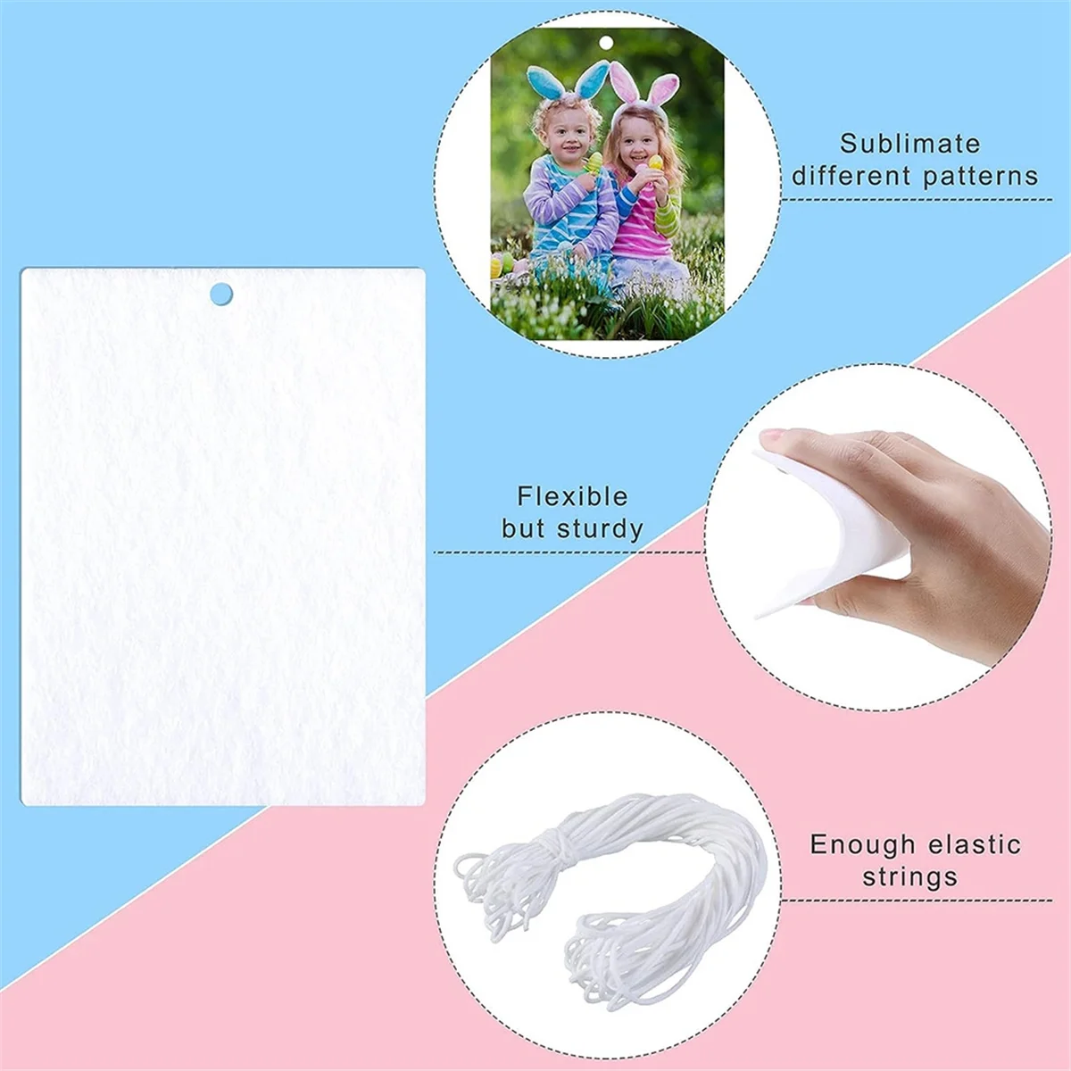 100PCS Sublimation Air Freshener Sheets Felt Air Freshener Rectangle Fragrant Sheets with Rope for Car Decoration