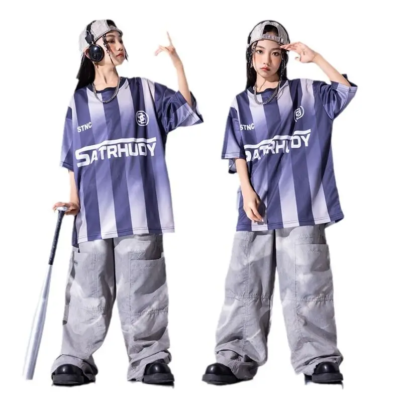 

Teens Break Hip Hop Dance Clothes Girls Short SLeeves Loose Tops Pants Boys Jogger Sport Street Dance Outfits Rave Wear