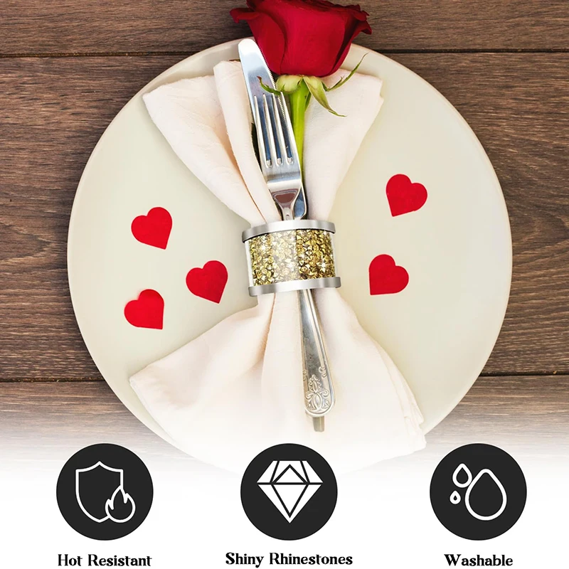 8 قطع تألق حجر الراين حامل مناديل مجموعة كريستال زجاج منديل الدائري حزب مطعم الجدول زينة المنديل أبازيم #6