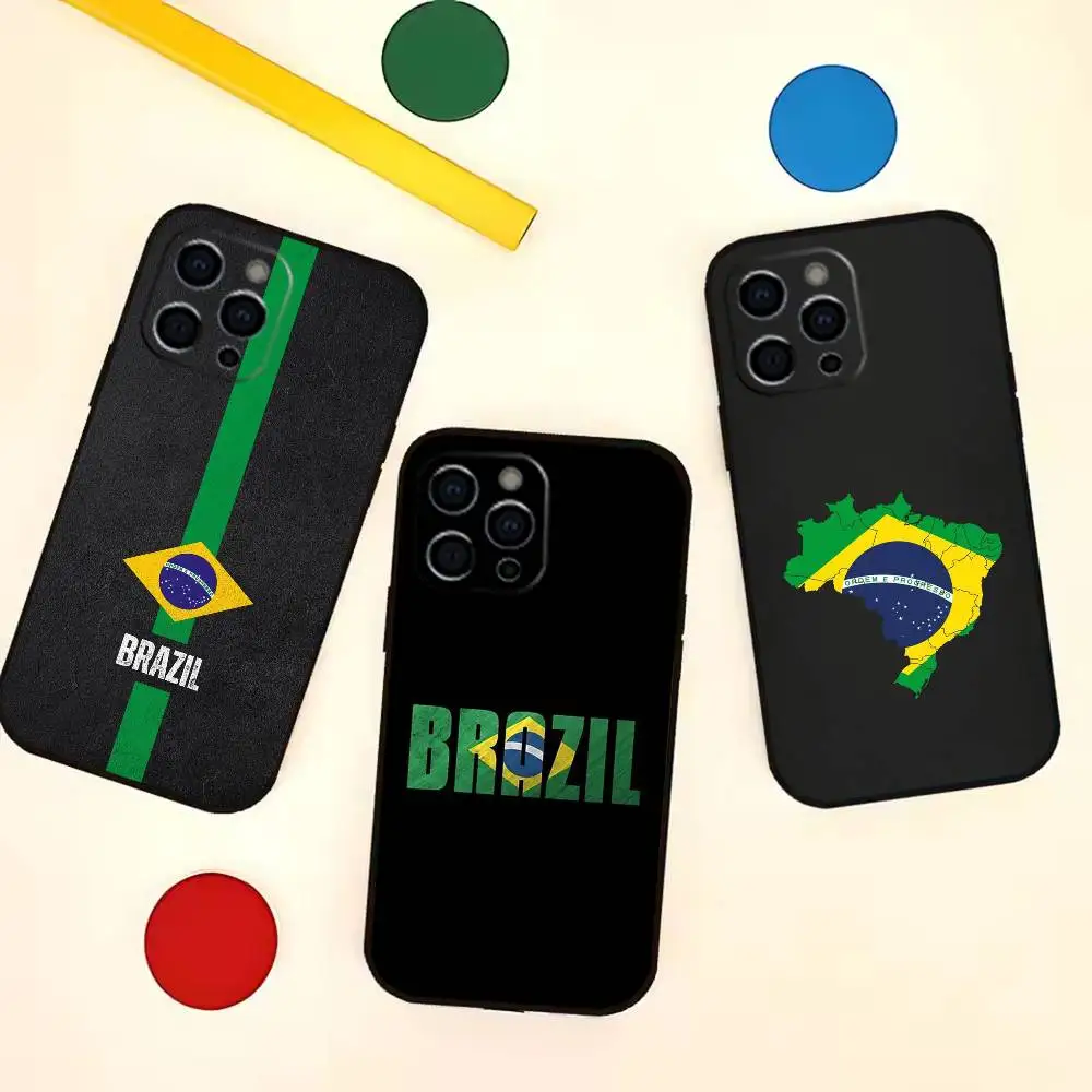 Funda de teléfono con papel tapiz de bandera de Brasil para iPhone 17,16,15,14,13,12,11 Plus,Pro,Max,XS, funda suave de silicona