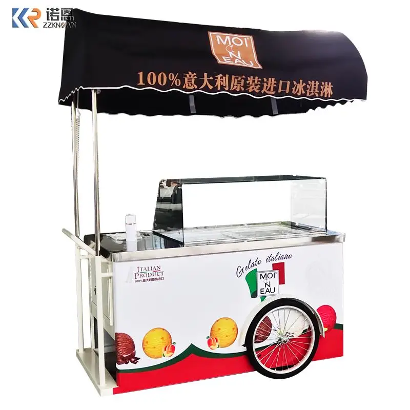 

Ice Cream Vending Truck Customized Food Beer Fruit Drinks With Refrigerator Popsicle Sales Hand Propelled Catering Truck