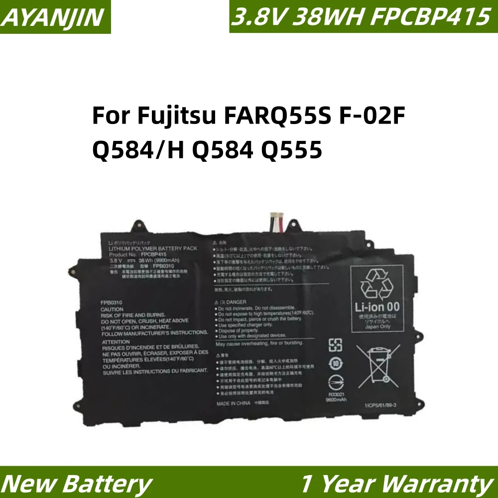 Nowa bateria do laptopa FPCBP415 FPB0310 do Fujitsu FARQ55S F-02F Q584/H Q584 Q555 FPBO310 bateria 3.8V 9900mAh