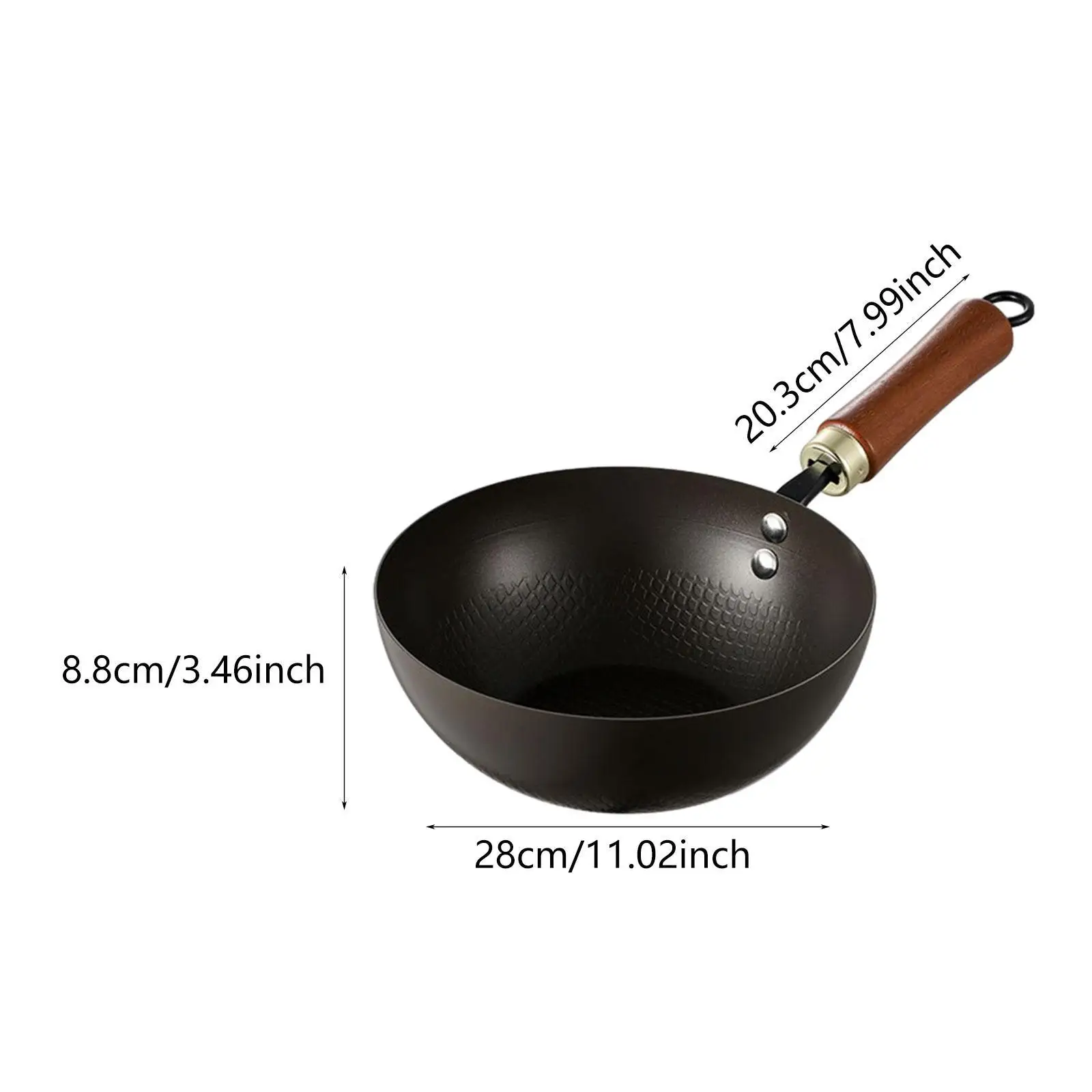 مقلاة حديدية مع خطاف معلق طباخ التعريفي غليان بدون طلاء تجهيزات المطابخ مقلاة تحريك لمطعم الفندق والمطبخ والتخييم المنزلي #6