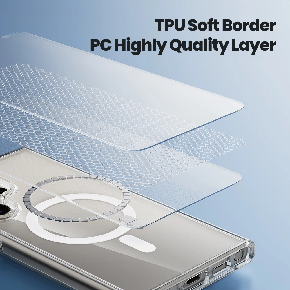 Toocki Transparent Phone Case Magnetic Phone Case For Samsung Galaxy S24 S23 Ultra Plus Soft TPU Case For Wireless Charge Cover view 5