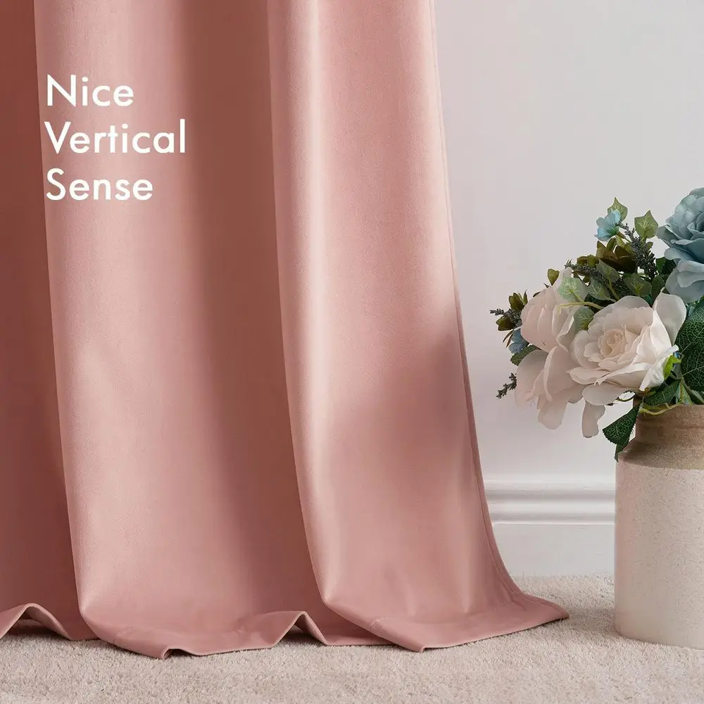 Cortinas blackout de pelúcia rosa claro 108 com isolamento e isolamento acústico para quartos e salas de estar, conjunto de 2