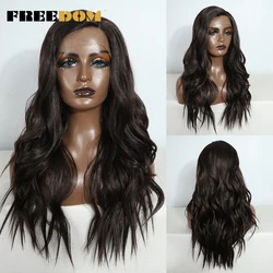 Synthetic Lace Front Wigs For Women 26 Inch Long Nature Wavy End Straight Side Part Lace Wig Ombre Blonde Cosplay Wig