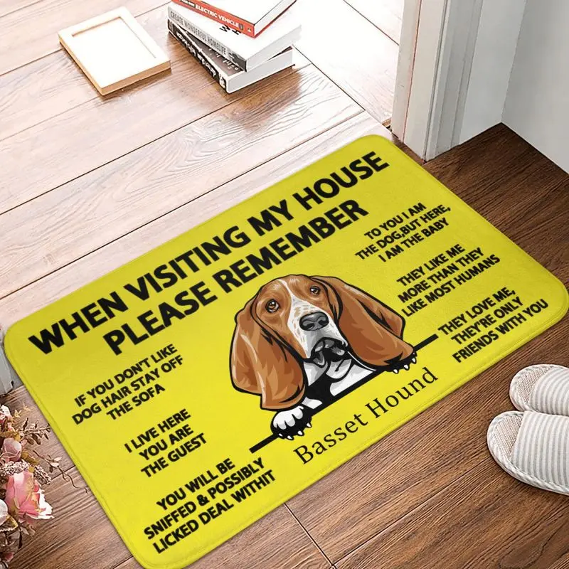 Basset Hound Dog Doormat Non-Slip Kitchen Bath Mat Garden Garage Door Floor Entrance Carpet Rug